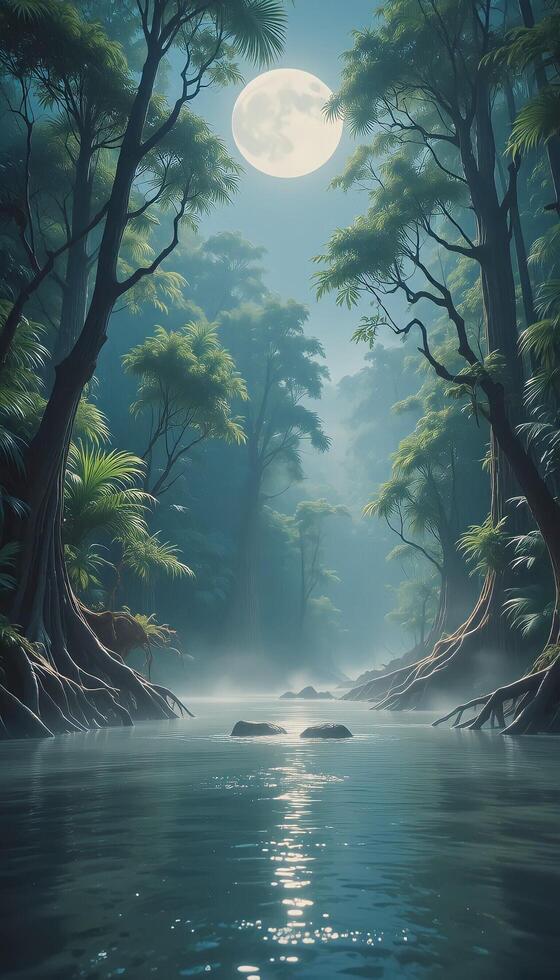 Moonlit Serenity A Night by the Lake photo
