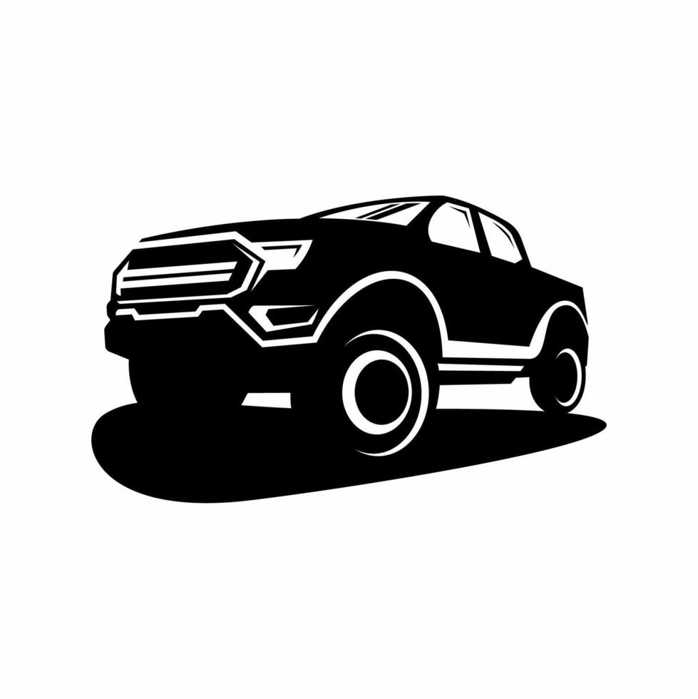 Pick up car black silhouette vector