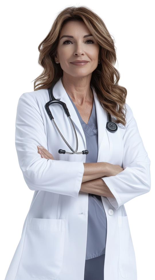 Doctor in a white coat Stand with arms crossed png
