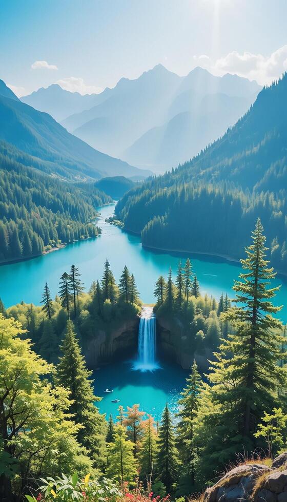 A Beautiful Morning by the Waterfall photo