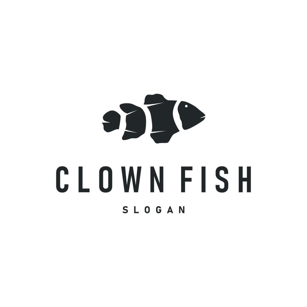 clown fish logo design with minimalist concept ocean aquarium fish nemo ornamental templet symbol vector