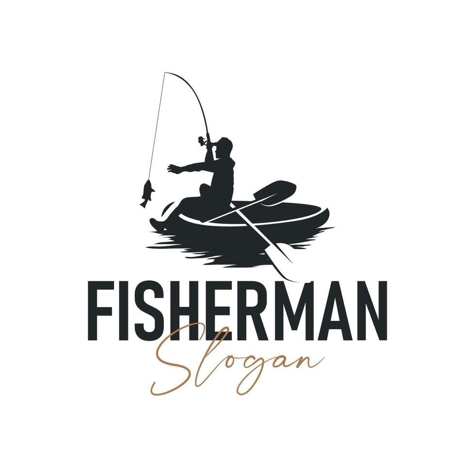 Angler Fishing Logo, Simple Outdoor vector