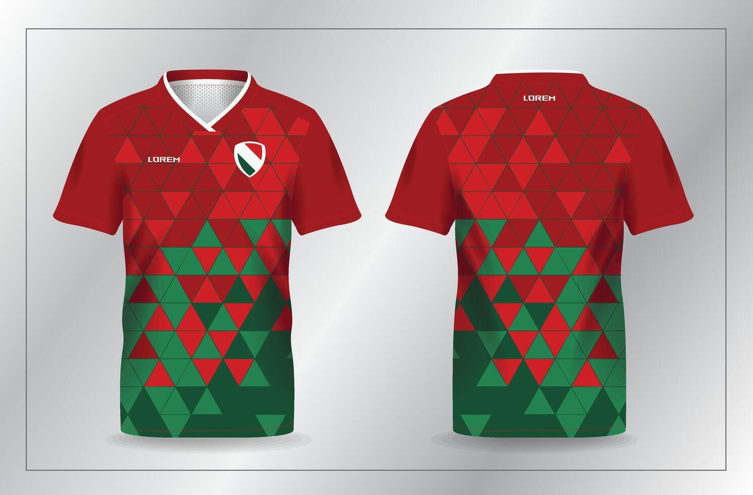 abstract polygons red and green background pattern for sport jersey football and soccer shirt template vector