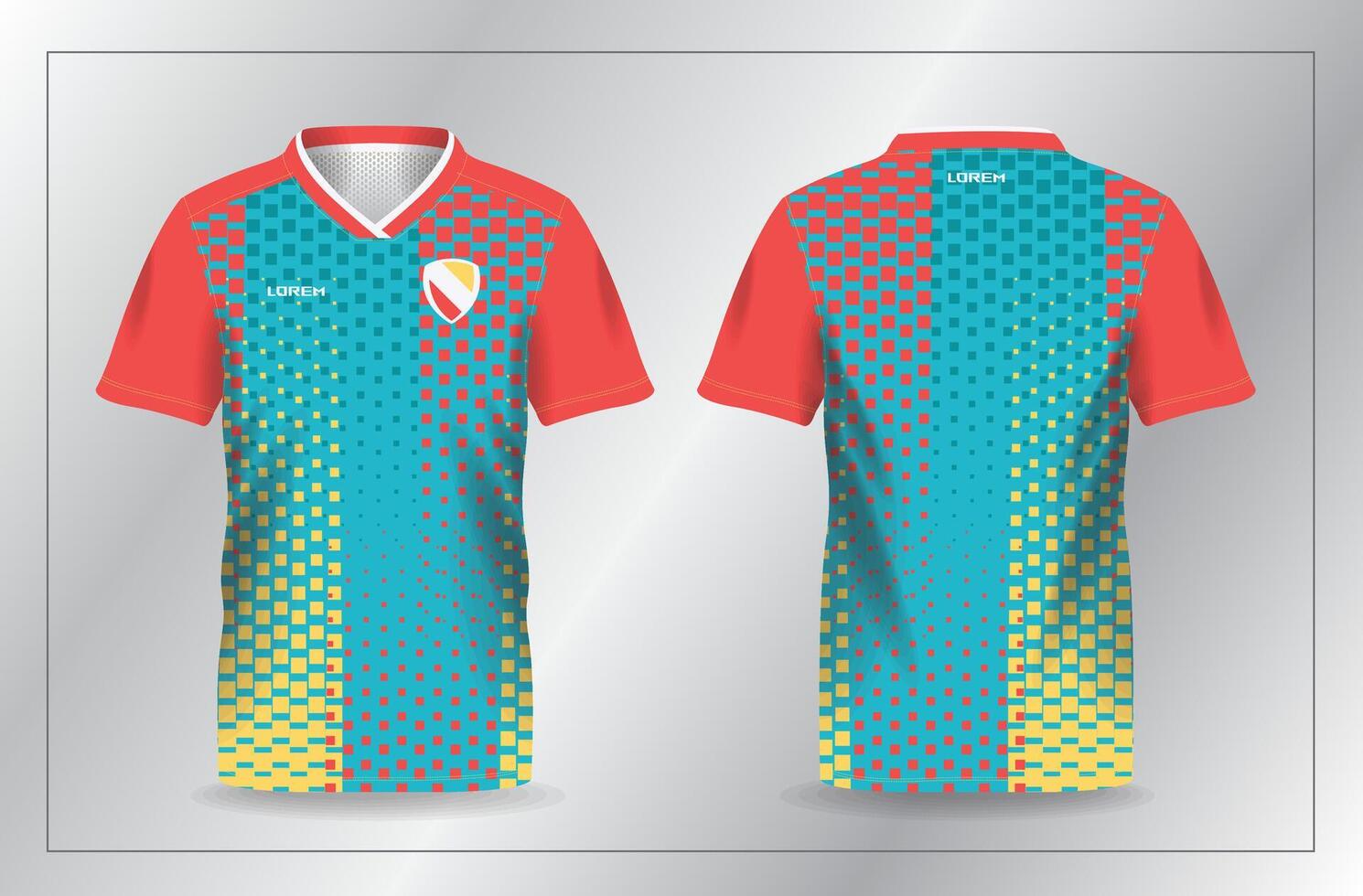 abstract pattern orange yellow and turquoise sport jersey for football and soccer shirt template vector