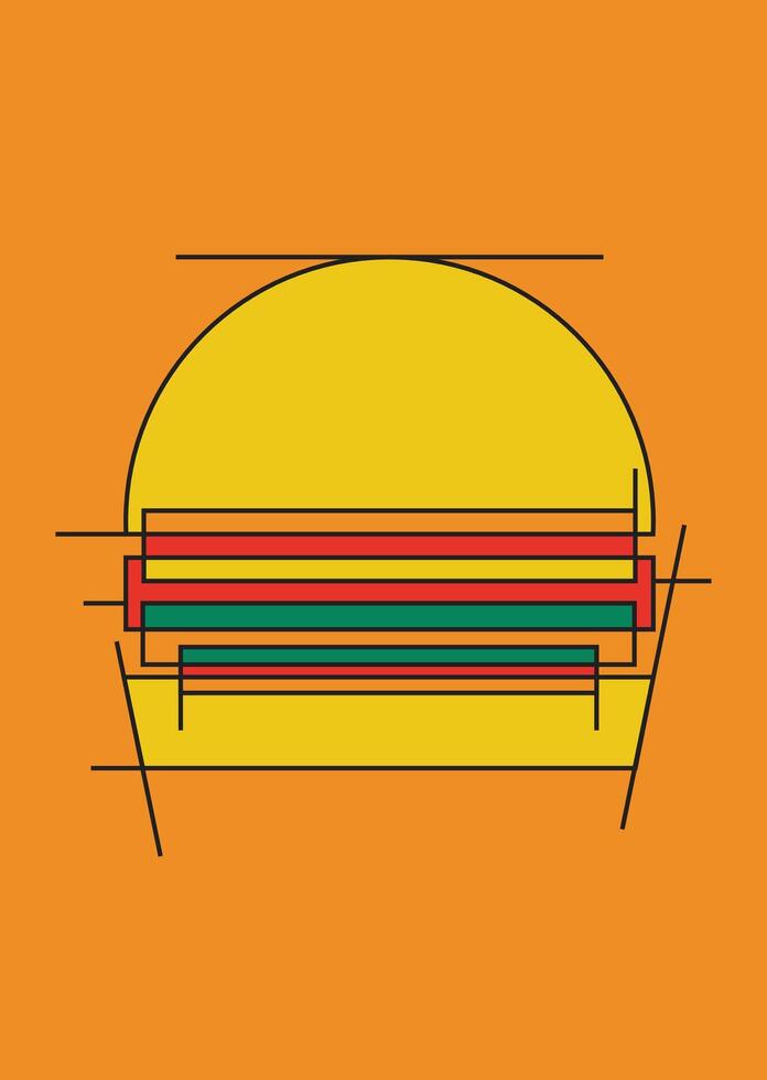 Design burger line perspective create build vector
