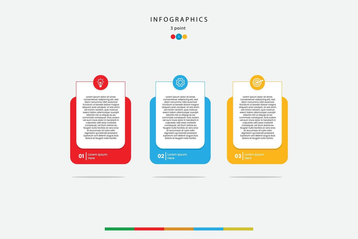 Modern 3-step infographic template with colorful design. Ideal for business presentations, timelines, and marketing process visuals. Fully editable layout. vector