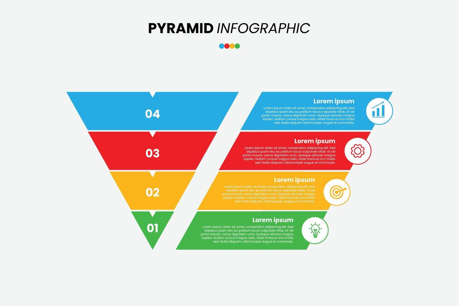 pyramid infographics template with four steps vector