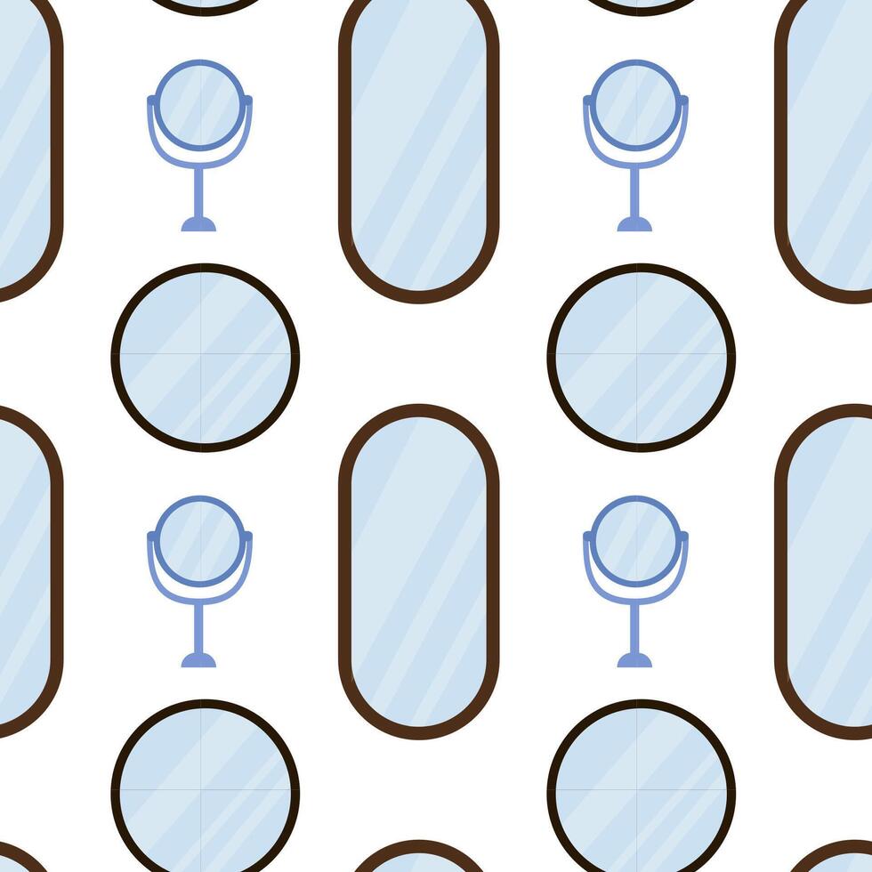Decorative pattern featuring various mirror shapes on a white background vector
