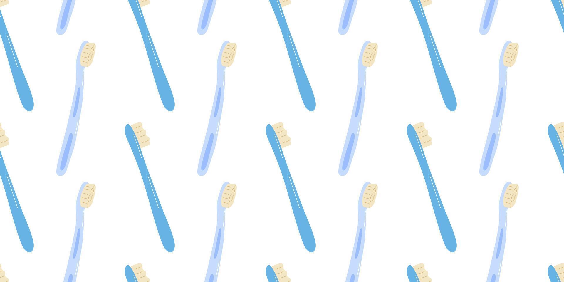 Colorful blue toothbrush pattern displayed on a white background for dental hygiene design vector