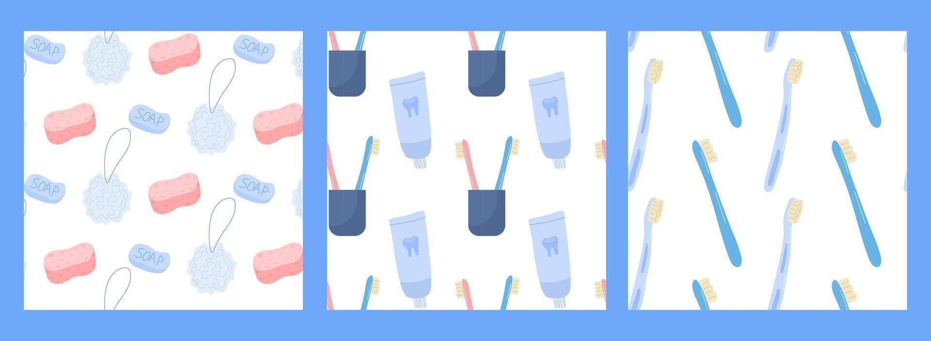colorful bathroom items pattern vector