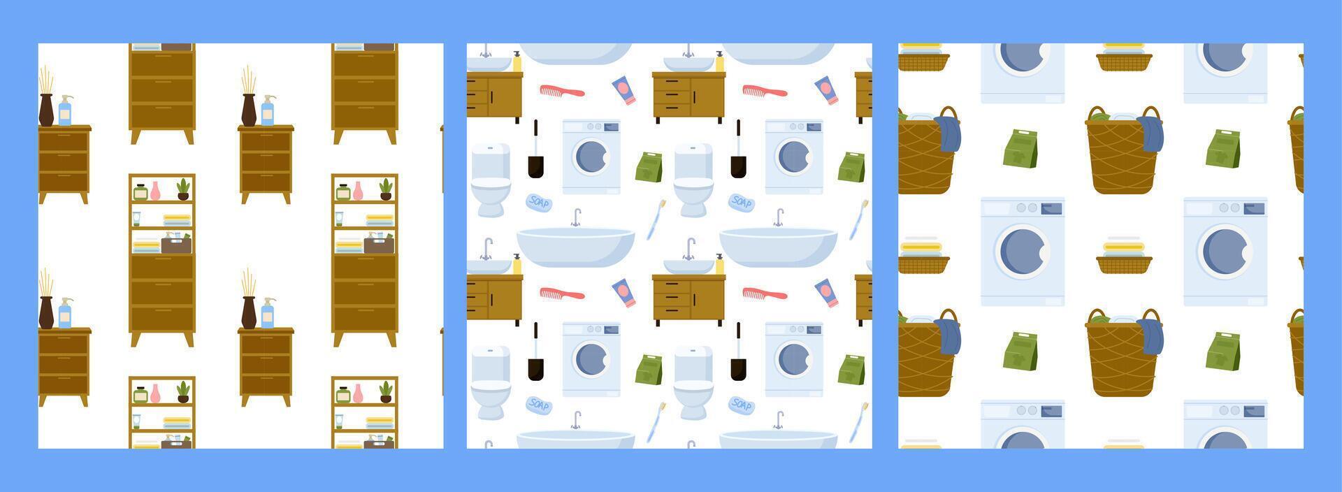 Patterns of furniture and bath accessories vector