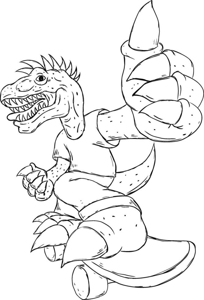 Sketch dino skater vector