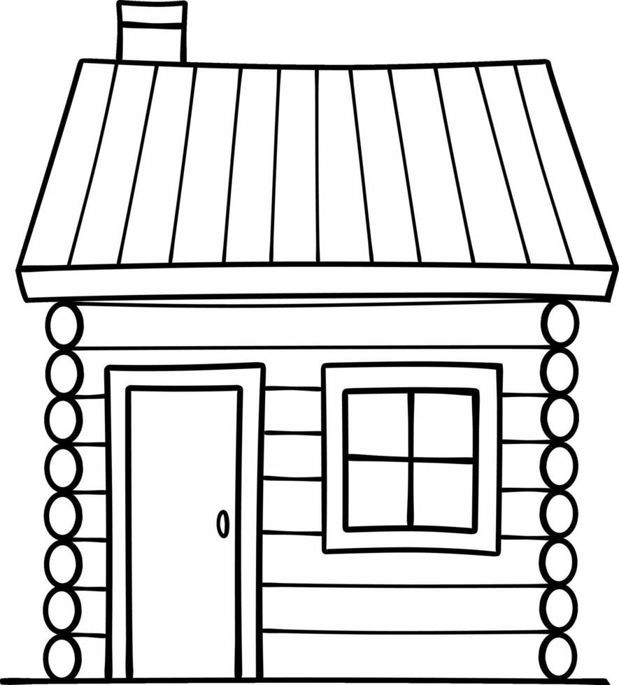 line wooden house vector