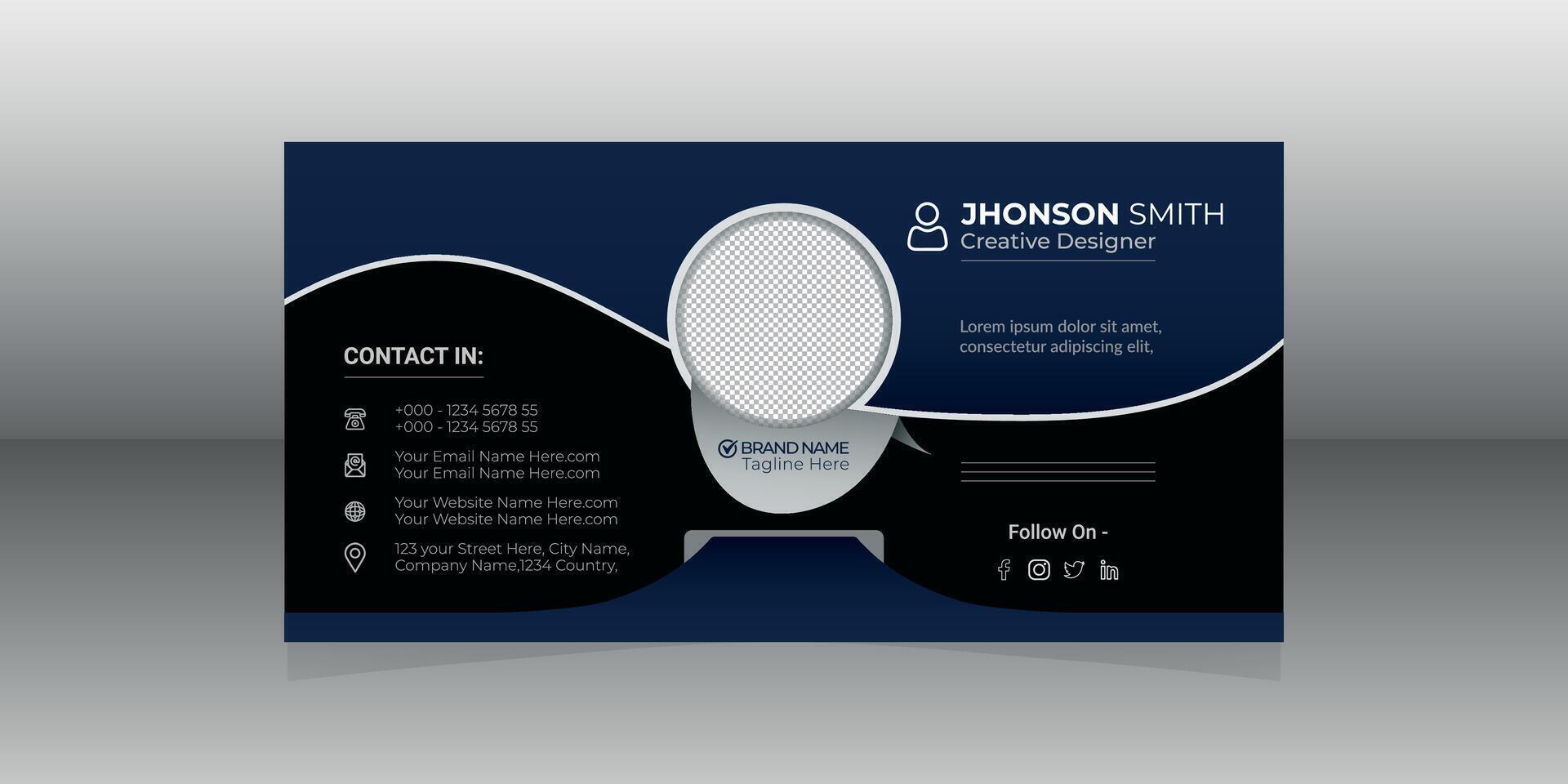 Professional email signature template design minimal and modern vector