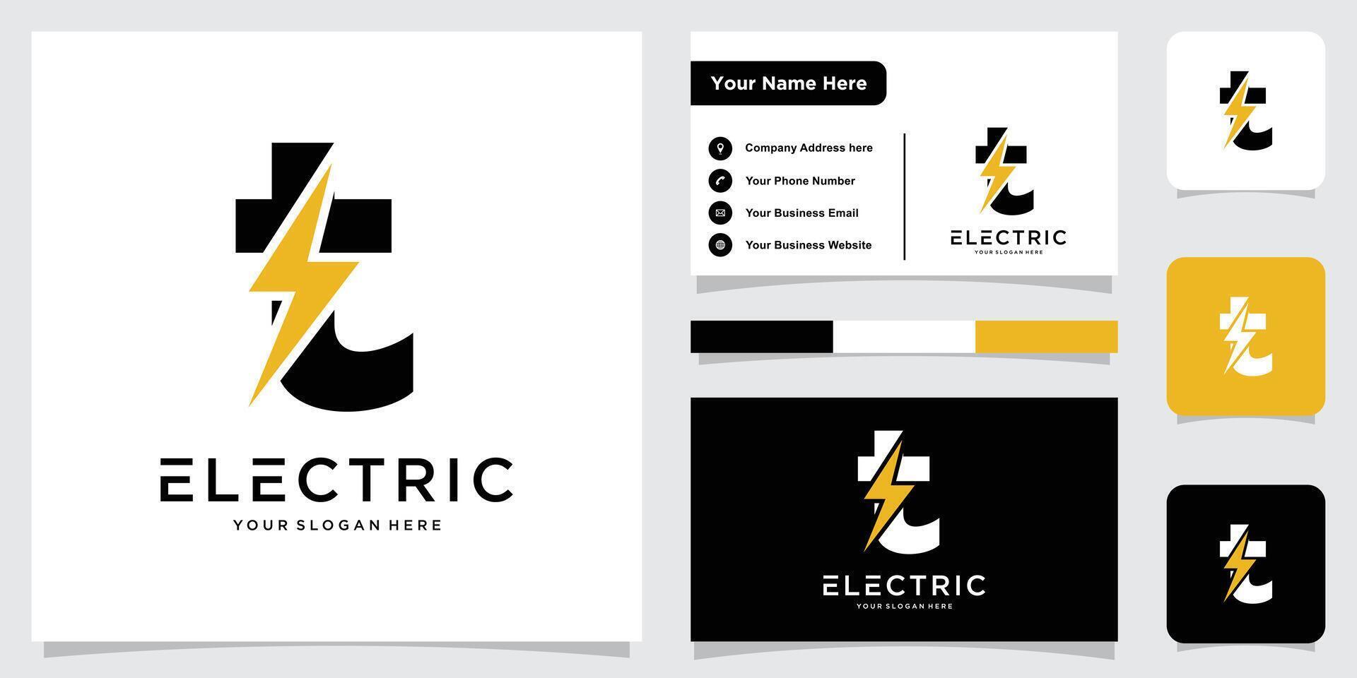 Initial T Letter with Lightning Bolt Logo Design vector