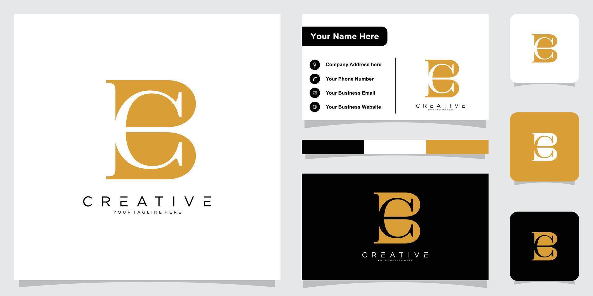 Initial BC letter logo design with business card design vector