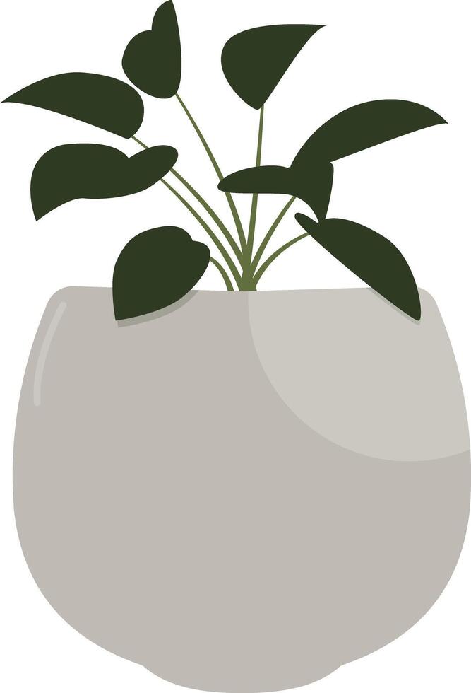 Houseplant in Round Grey Pot vector