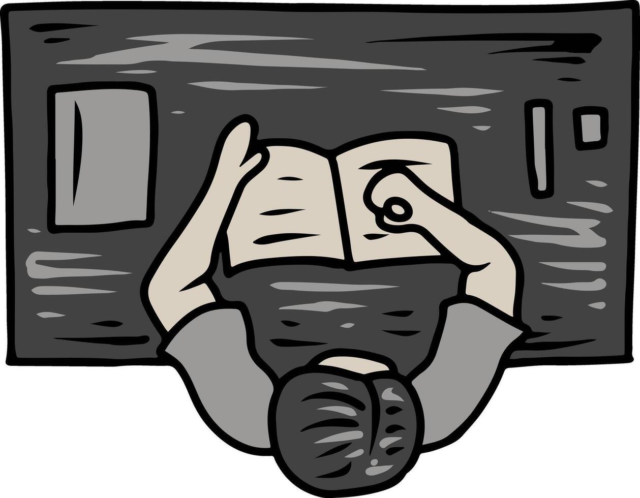 Overhead View of Person Reading Book vector