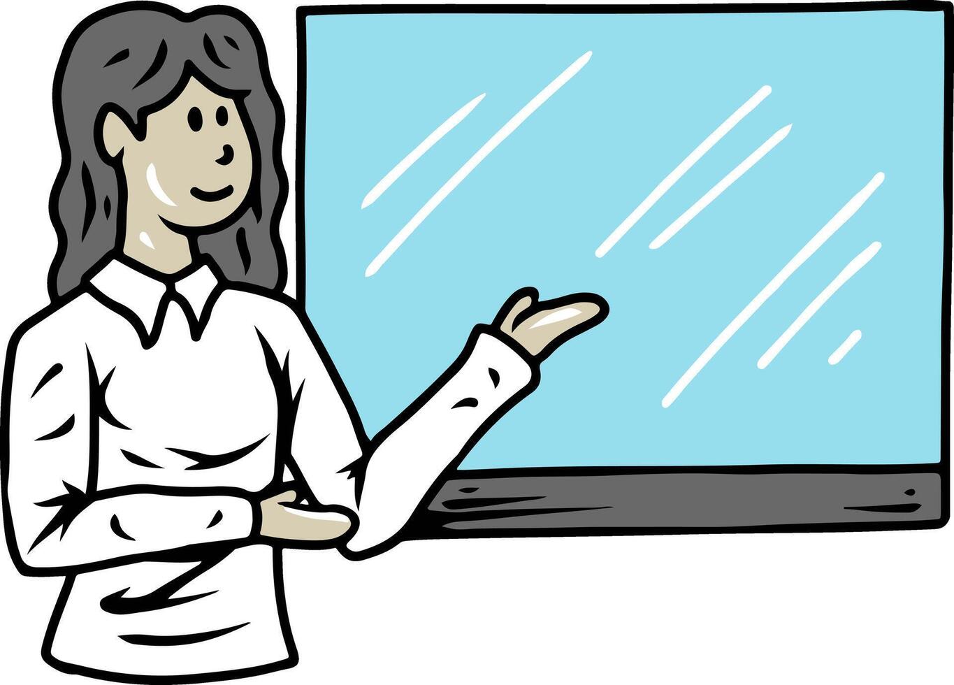 Female Presenter Next to Blank Screen vector