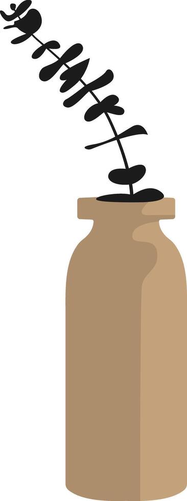 Minimalist Plant in Brown Bottle Vase vector