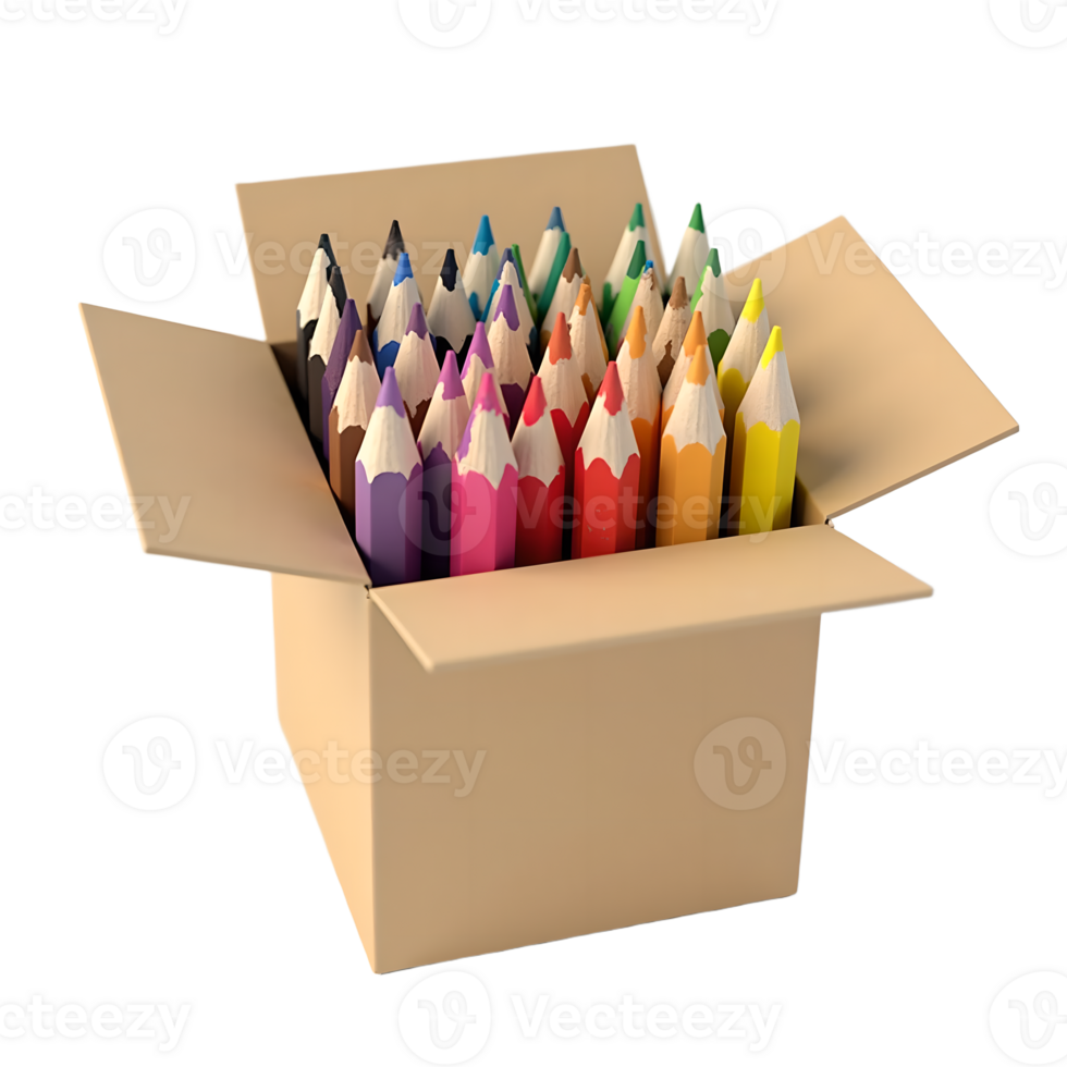 Creative Essentials Realistic 3D Color Pencil Box for Artistic and Educational Design png