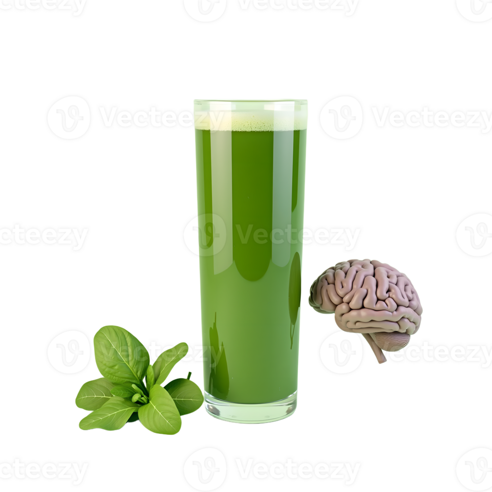 3D Spinach Juice Drink Memory Booster Transparent Background Health Image png