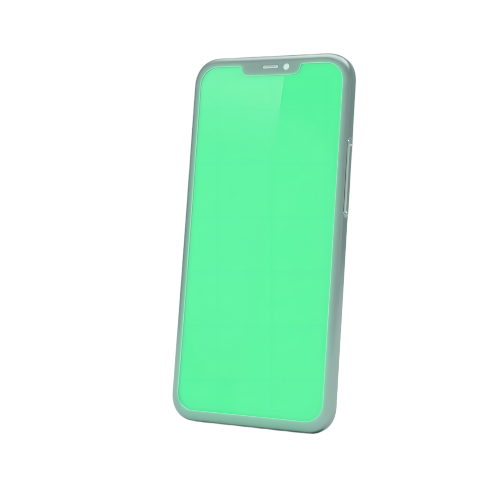 Mobile Phone Green Screen Smartphone Modern Device 3D Realistic Render png