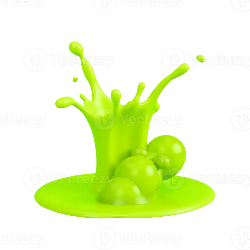 3D Green Grapes with Juice Splash Realistic Fresh Fruit Burst on Transparent Background for High-Impact Food Advertising, Packaging, and Digital Design png