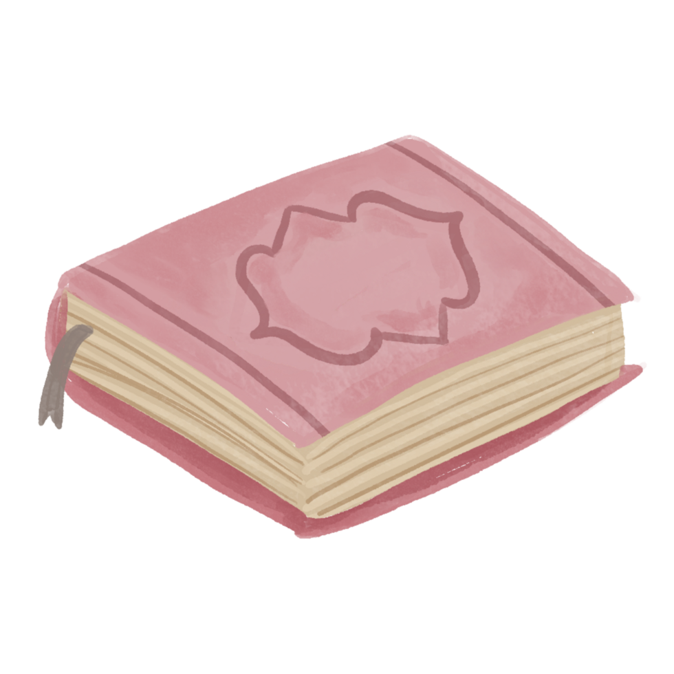 Watercolor Quran Cover in Soft Pink Islamic Holy Book Element png