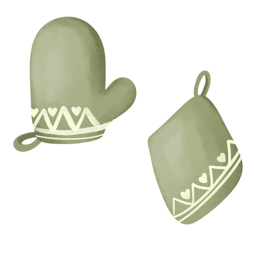 Oven mitt with hearts on them, isolated on a transparent background png