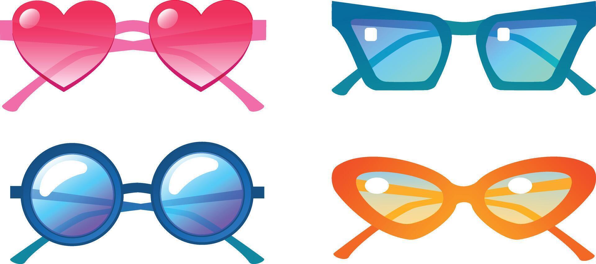 Summer Sunglasses Colorful Set vector