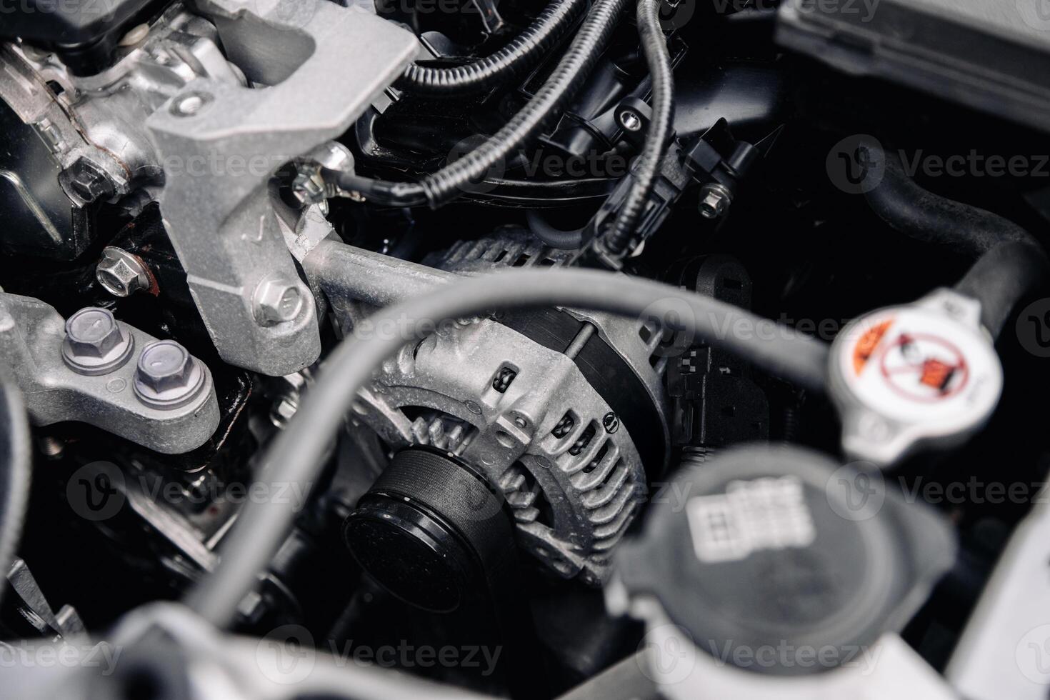 Top view of a car engine. photo
