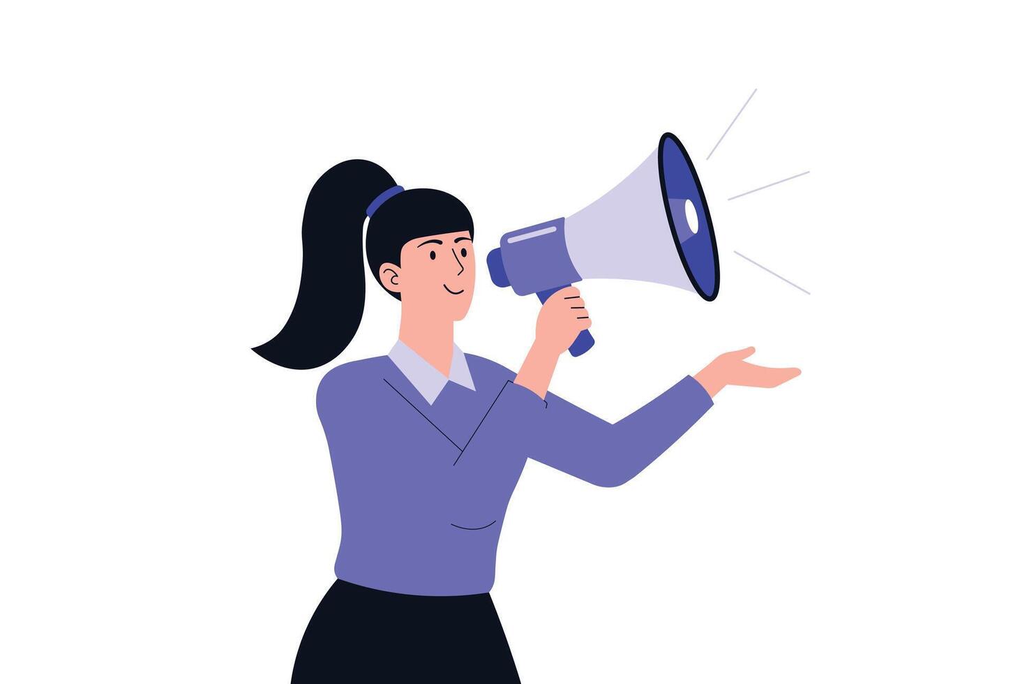 Woman Announcing with Megaphone for Marketing Illustration. vector