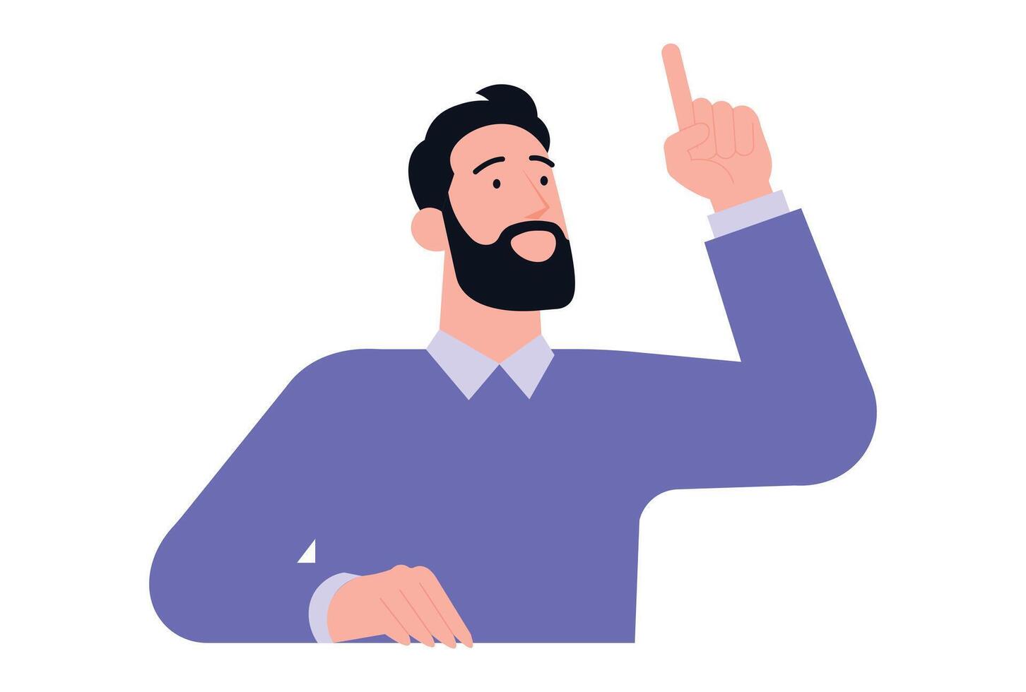 Man Pointing Upwards with Idea Illustration vector