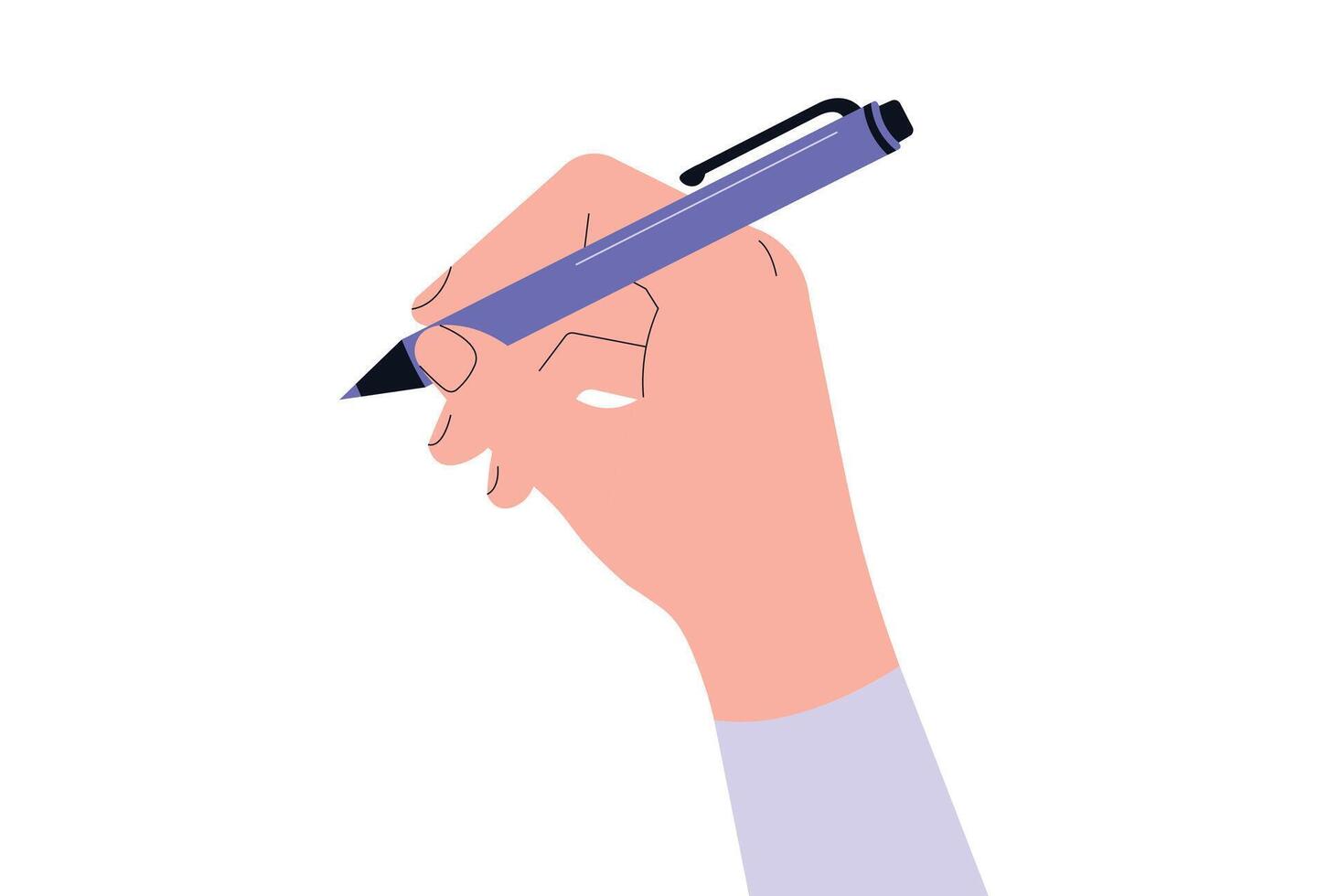 Hand holding pen Signing document illustration. vector