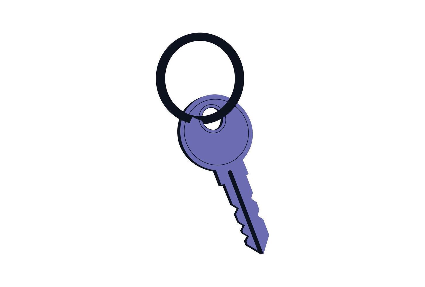 Unlocking real estate dreams house key with ring illustration. vector