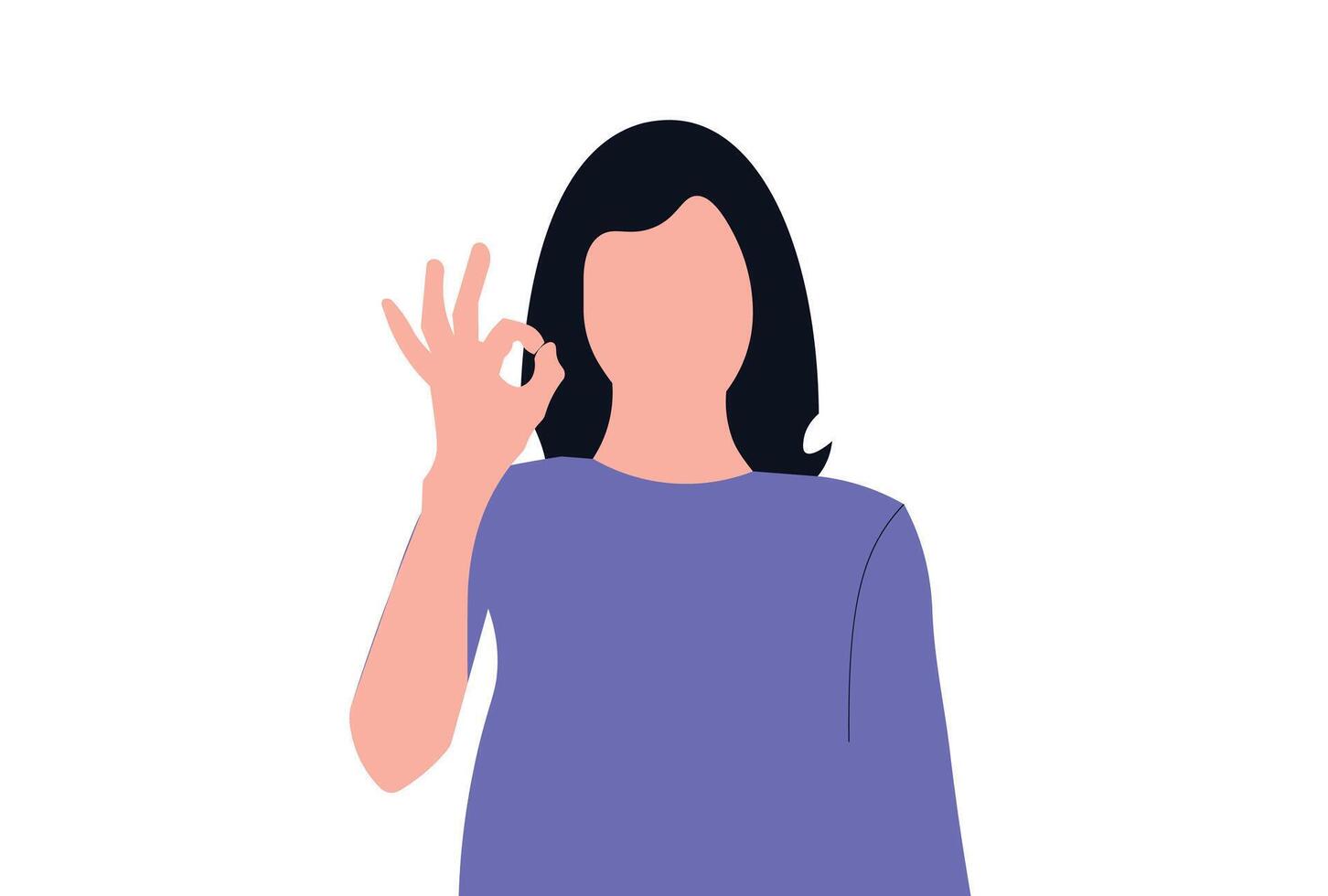 Woman Showing Ok Hand Gesture illustration. vector