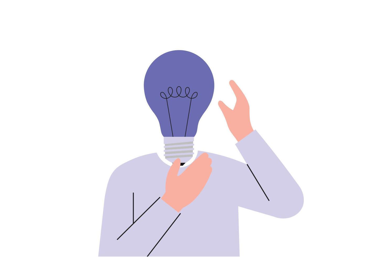 Person with Creative Thinking Lightbulb Head Idea Illustration. vector