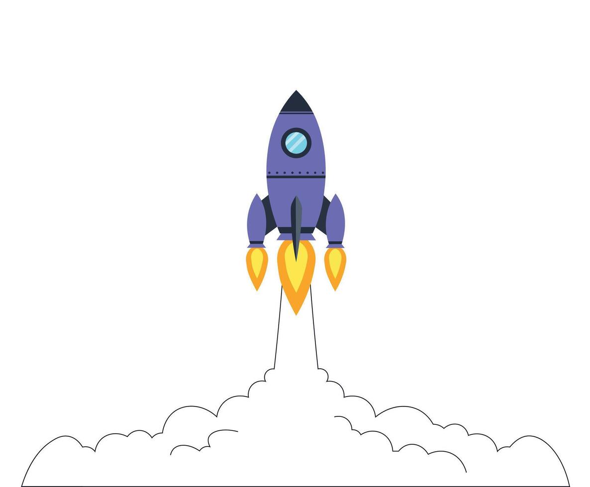 Rocket spaceship launch. Start up creative business idea. illustration. vector