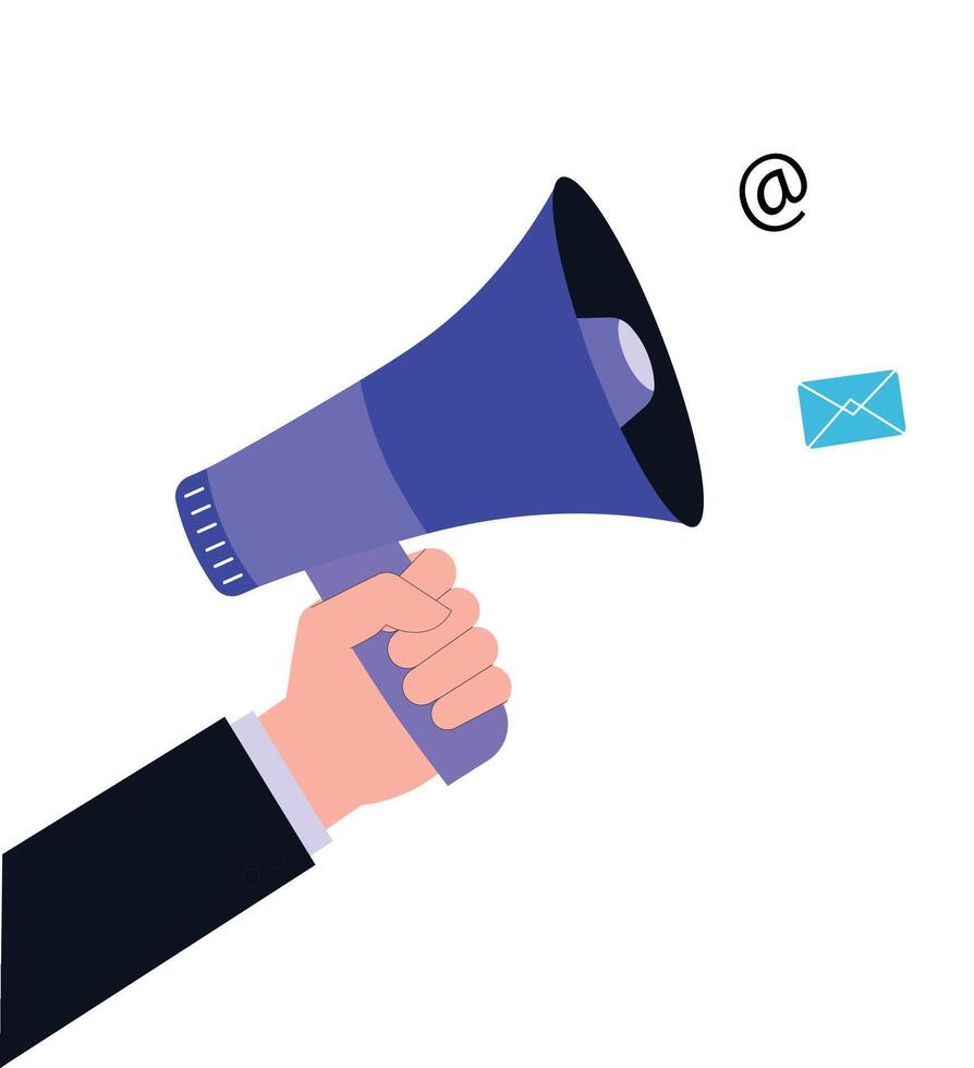 Hand Holding Megaphone for Announcement illustration. vector