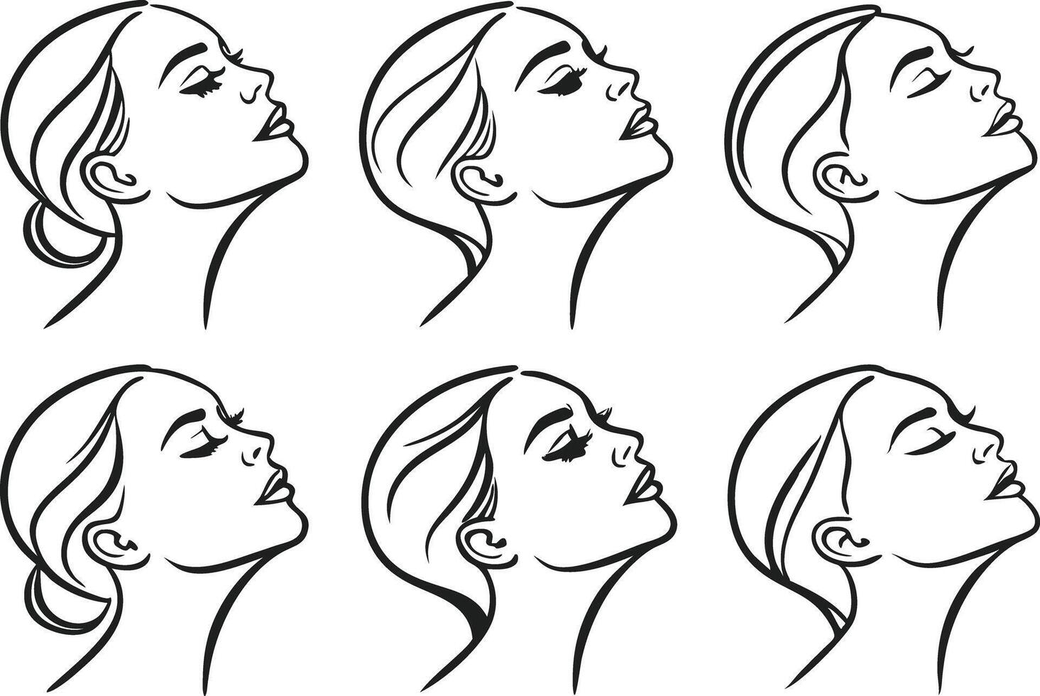 Abstract Minimal Line Art Faces for Digital and Print Projects vector