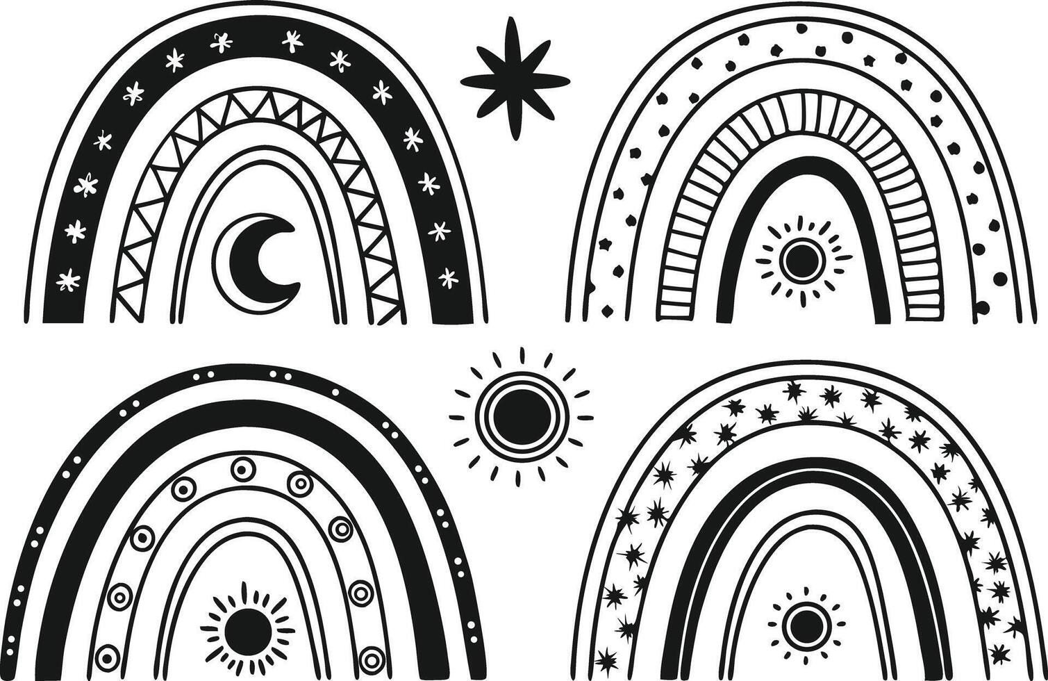 High Quality Boho Rainbow Clipart Bundle for Branding and Marketing Projects vector