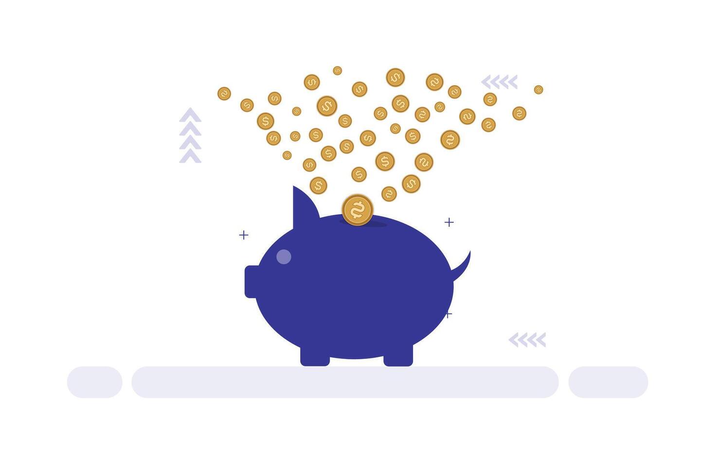 A piggy bank with coins coming out of it vector