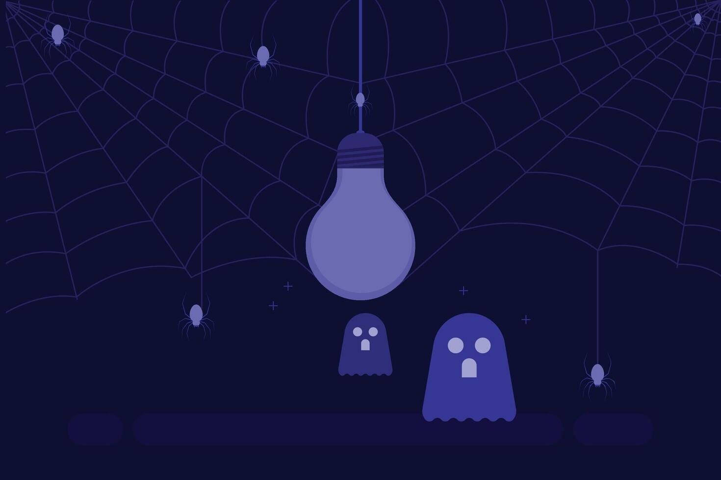 Halloween ghost light bulb spider web illustration vector