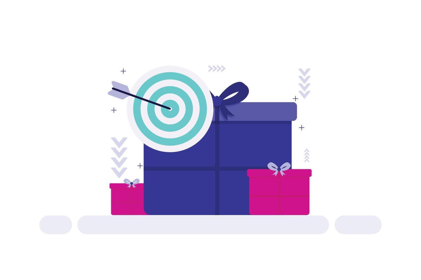 Gift box with target and arrow on top vector