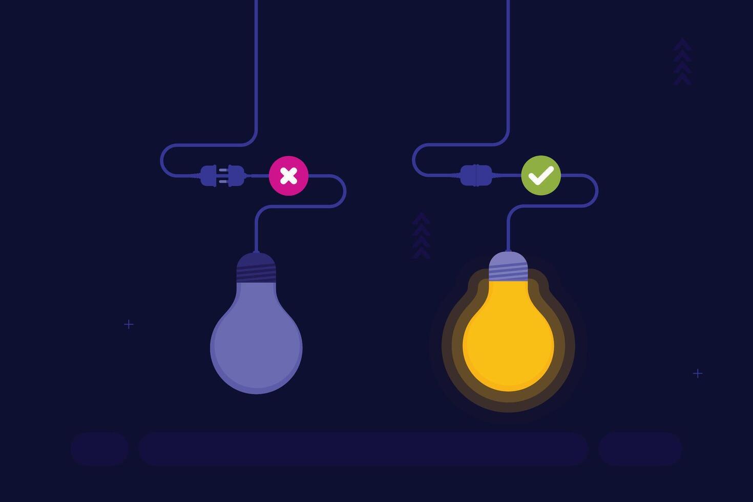 Two light bulbs with different colors and different shapes vector