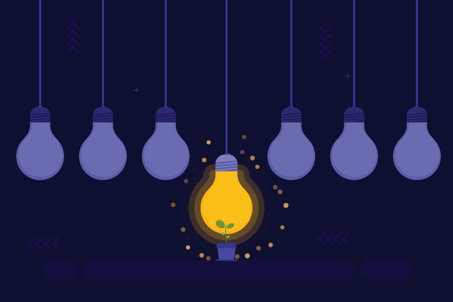 A light bulb is surrounded by many other bulbs vector