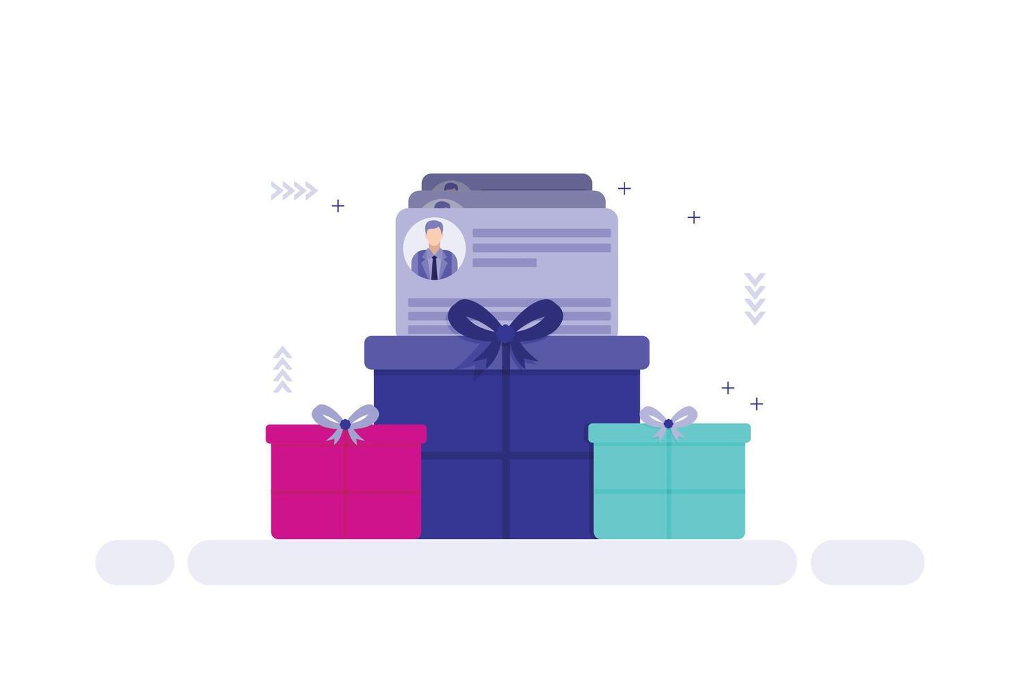 Gift boxes with a man in a suit and a phone vector