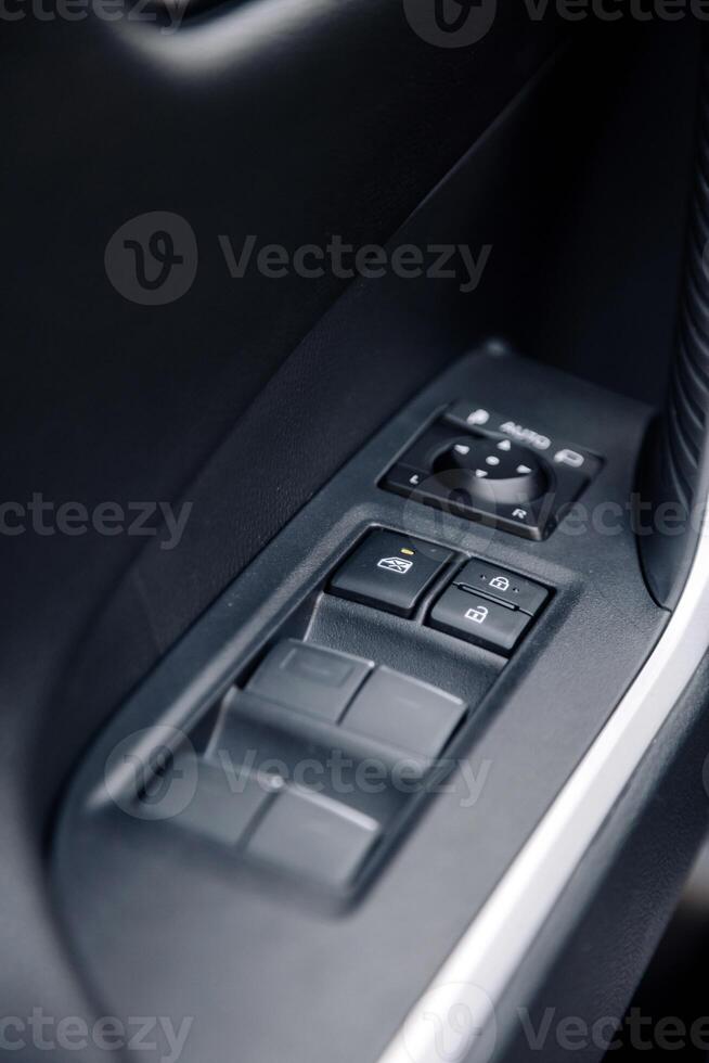 Concept of modern design and style. Close-up of a modern car interior. photo