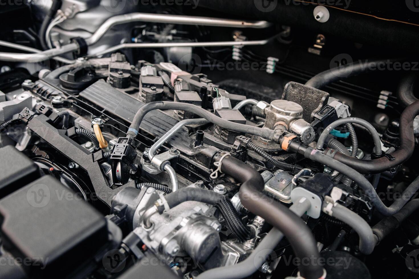 Top view of a car engine. Car parts concept photo